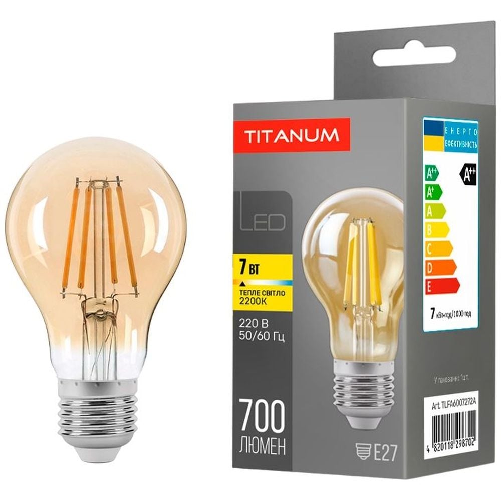 LED лампа Titanum Filament A60 7W E27 2200K бронза (TLFA6007272A) - фото 1