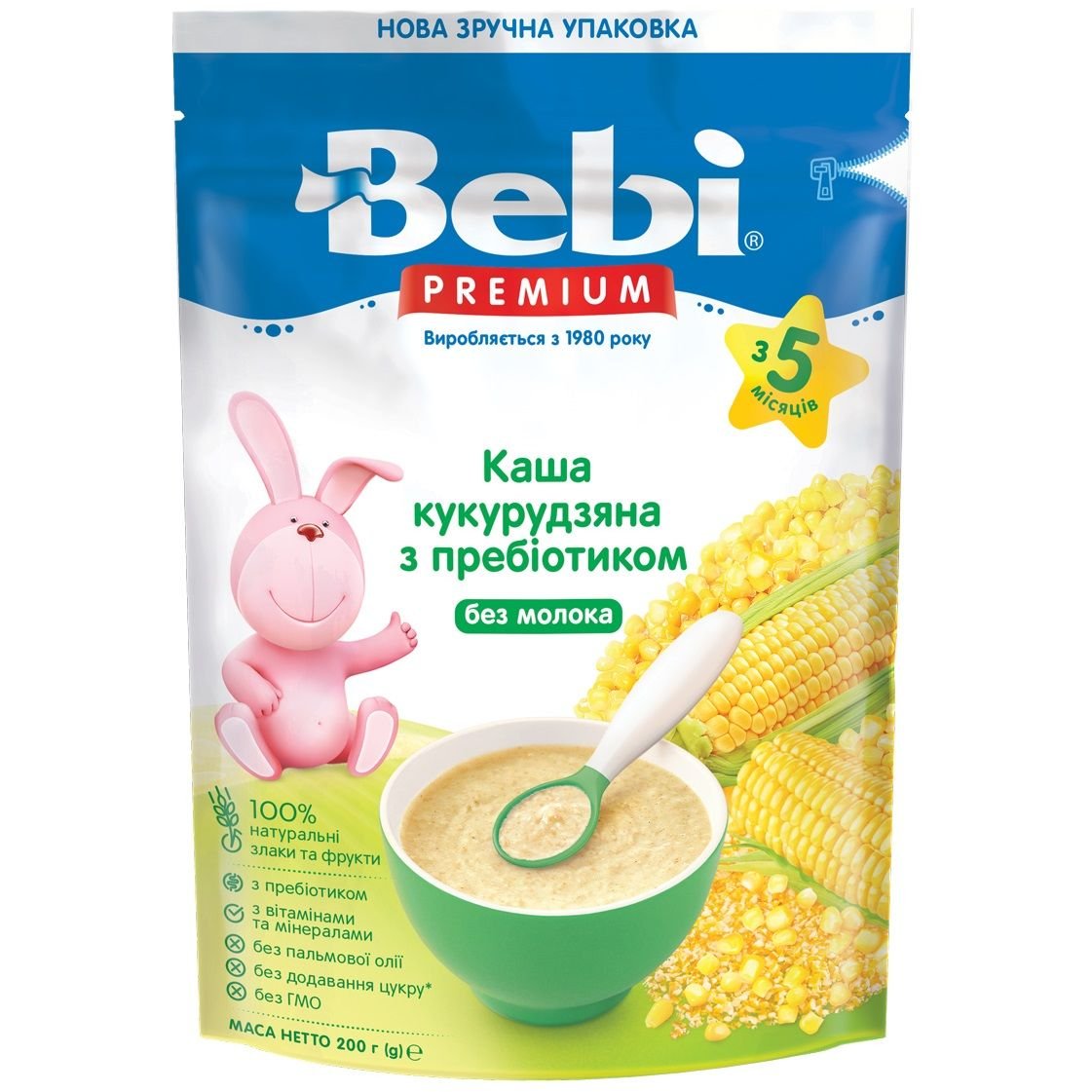 Безмолочная каша Bebi Premium Кукурузная 200 г (1105044) - фото 1