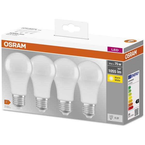 Набор ламп Osram LED E27 10W 2700К 1055Lm A60 4 ​​шт. (4058075184992) - фото 6