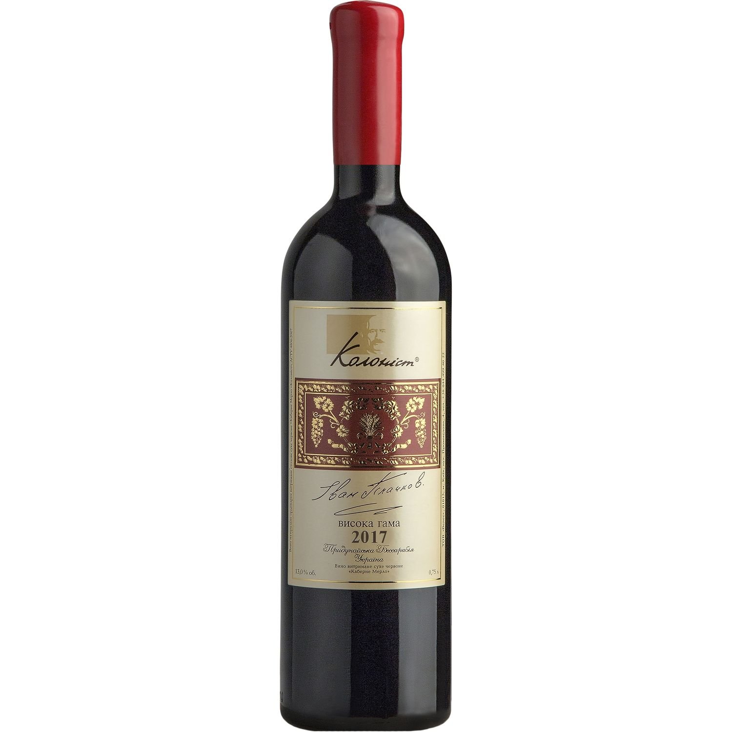 Вино Колоніст Каберне Мерло 2017, червоне, сухе, 0,75 л - фото 1
