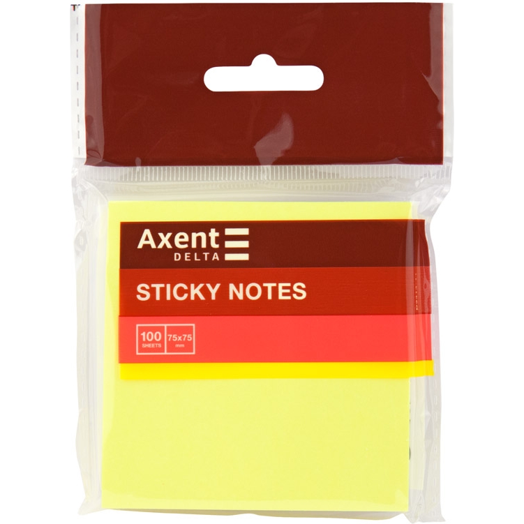 Блок паперу з клейким шаром Axent Delta 75x75 мм 100 аркушів, жовтий (D3414-11) - фото 2