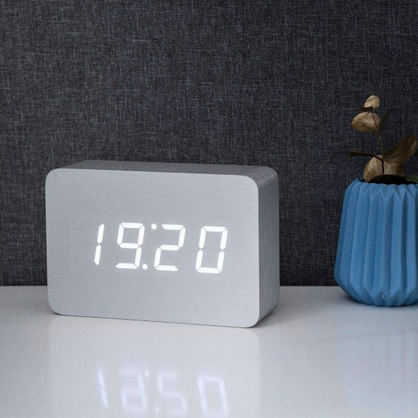 Смарт-будильник с термометром Gingko Brick, белый алюминий (GK15W6) - фото 2