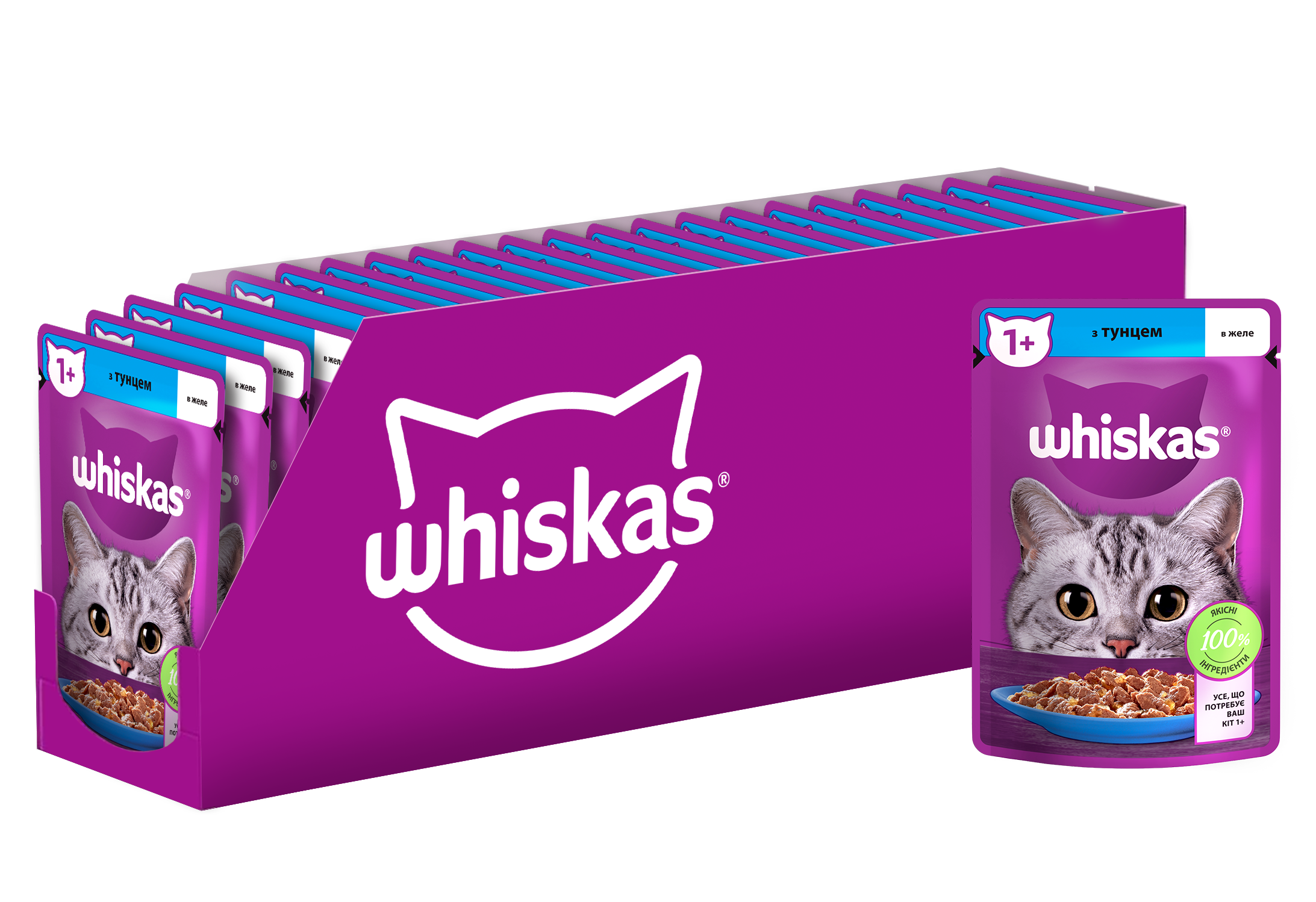Влажный корм для кошек Whiskas, с тунцом в желе, 85 г - фото 2