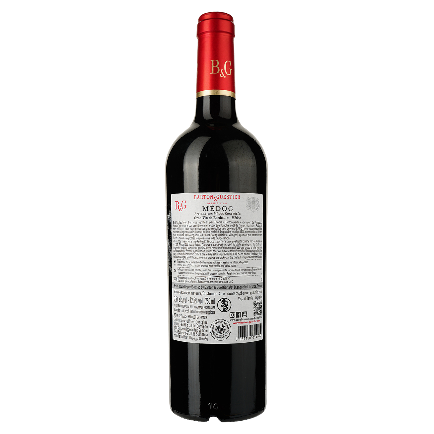 Вино Barton&Guestier Medoc, красное, сухое, 12,5%, 0,75 л - фото 2