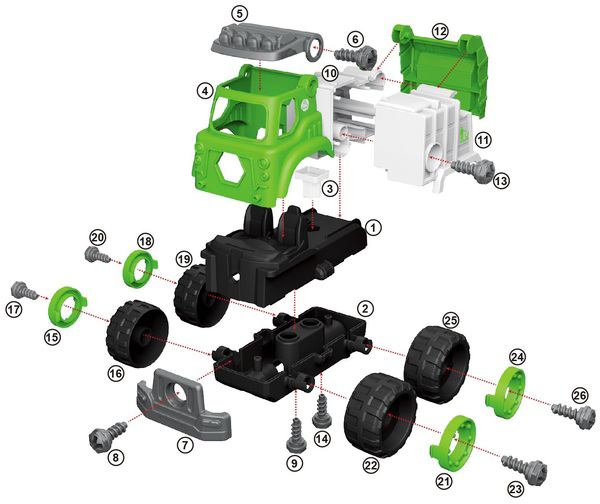 Конструктор DIY Spatial Creativity Сміттєвоз LM9041, зелений (CJ-1614182) - фото 2
