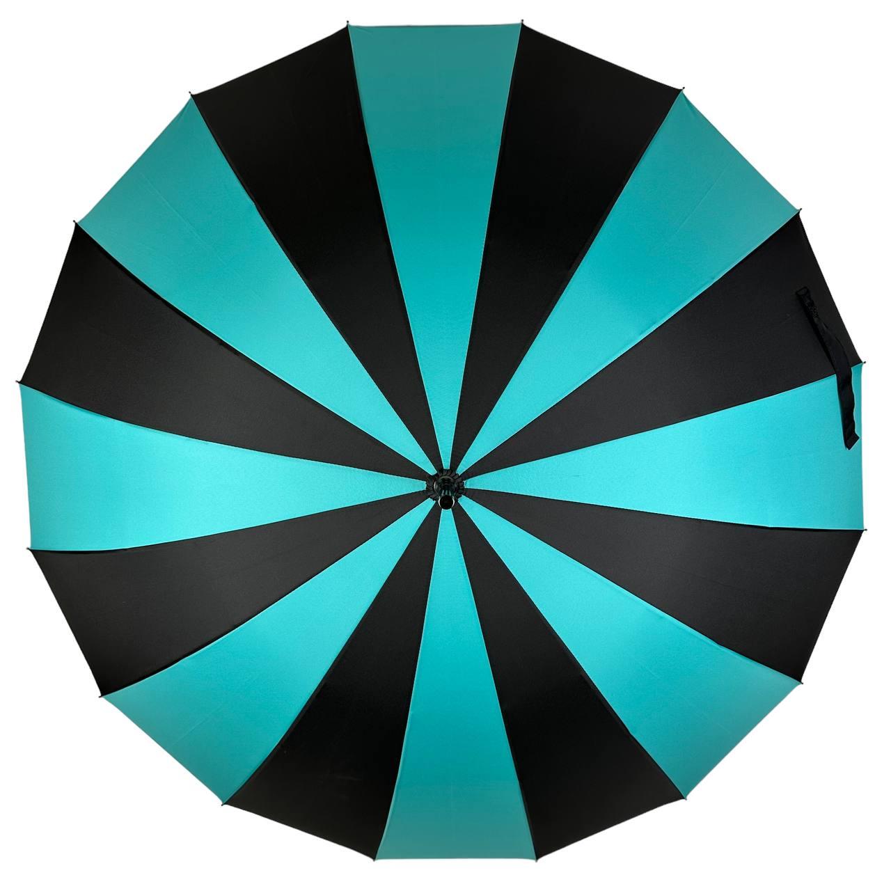 Жіноча парасолька-палиця напівавтомат Toprain 98 см бірюзова - фото 3