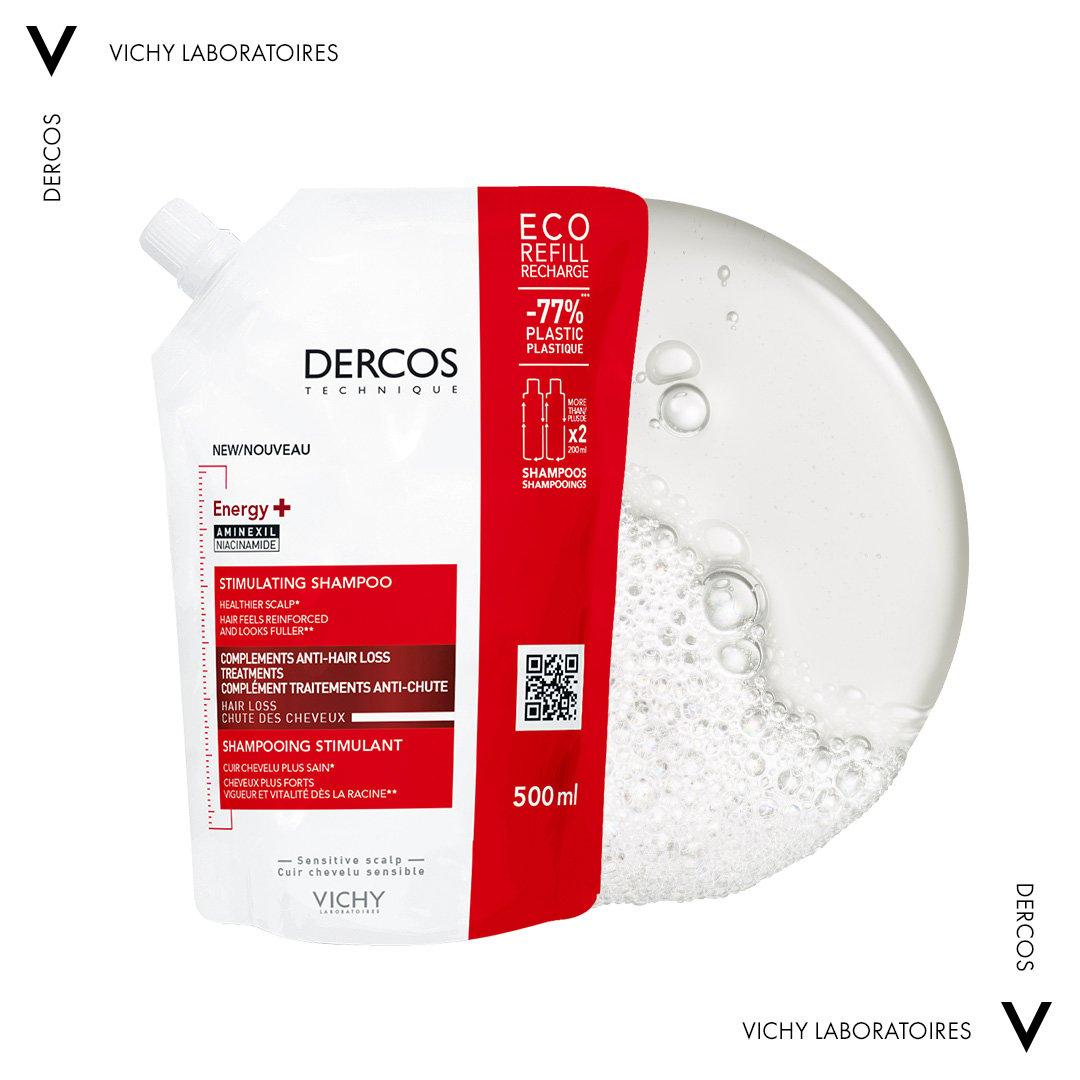 Тонізуючий шампунь Vichy Dercos Energy+ з Амінексилом та Ніацинамідом для боротьби з випаданням волосся, 500 мл - фото 2