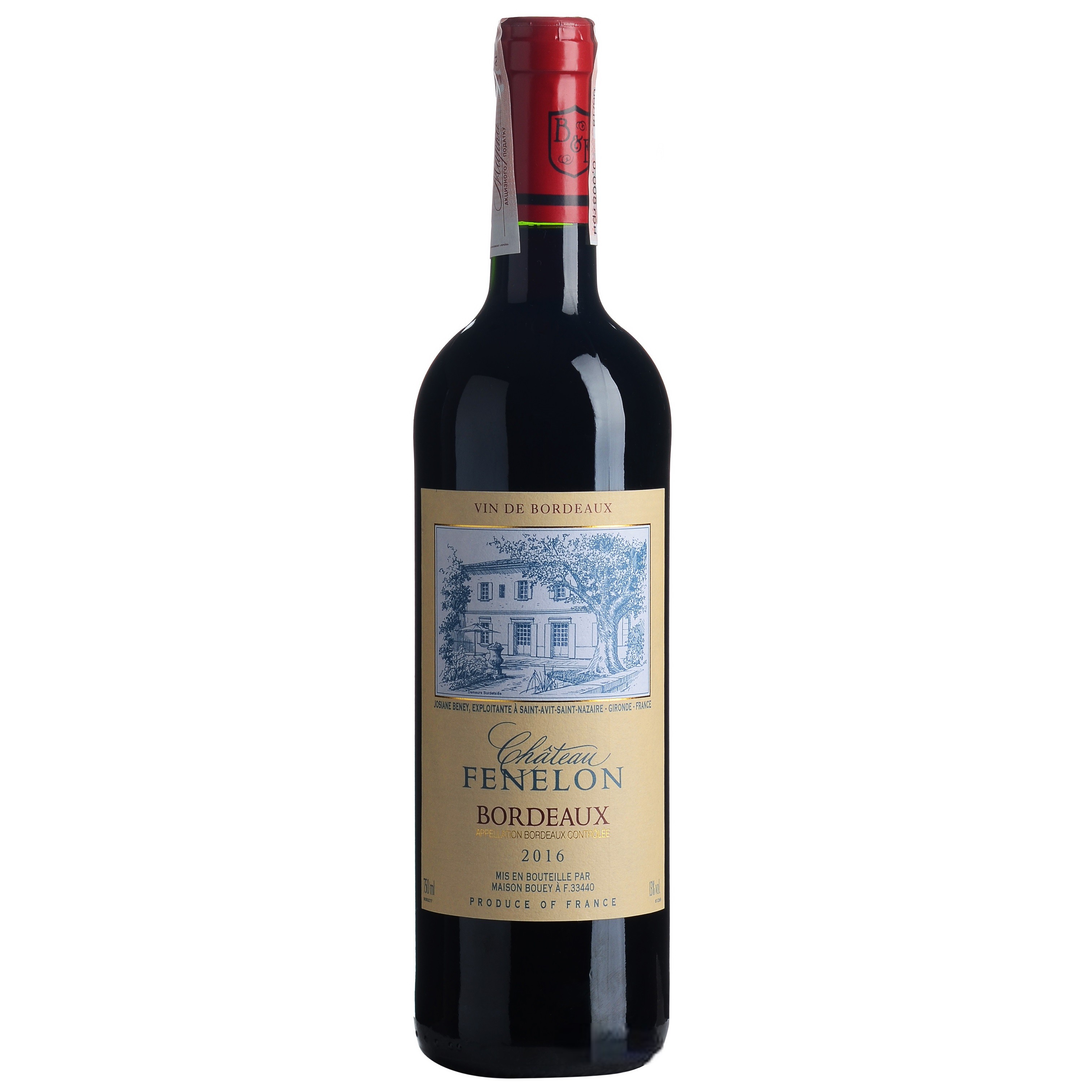 Вино Maison Bouey Chateau Fenelon, красное, сухое, 13%, 0,75 л (8000018899628) - фото 1