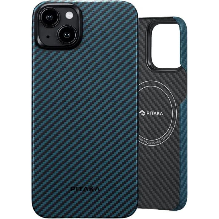 Чехол-накладка Pitaka MagEZ Case 4 Twill 1500D Black/Blue для iPhone 15 - фото 1