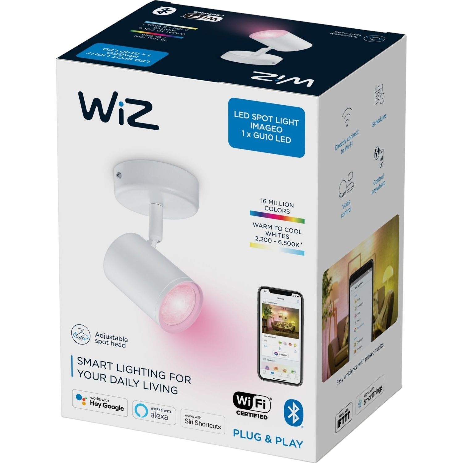 Світильник точковий WiZ Imageo Spots Wi-Fi накладний розумний 5W 2200-6500K RGB білий (929002658701) - фото 4