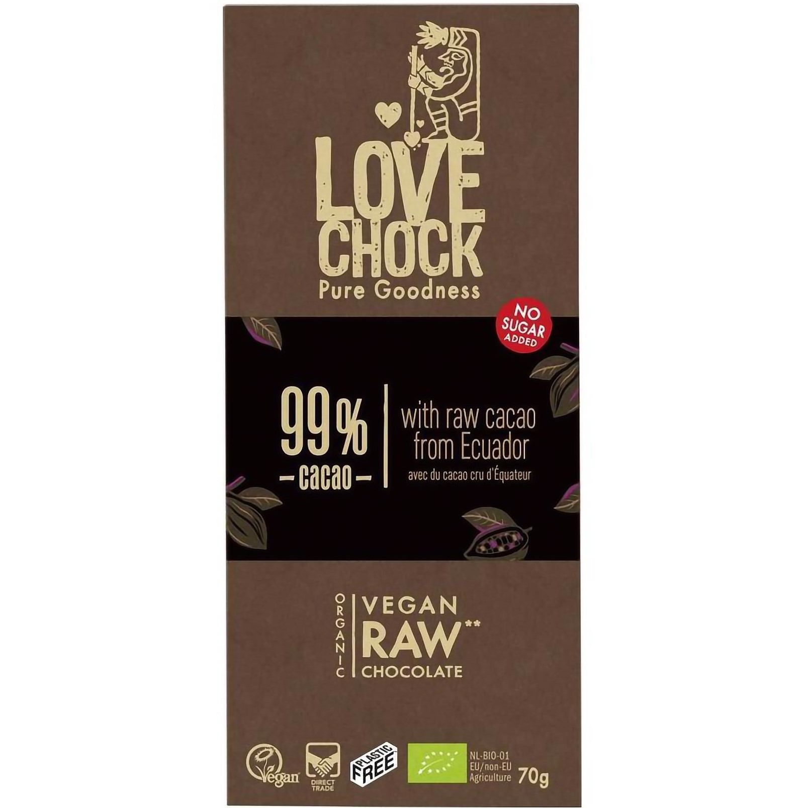 Шоколад темный Lovechock Эквадор без добавленного сахара органический 99% 70 г - фото 1