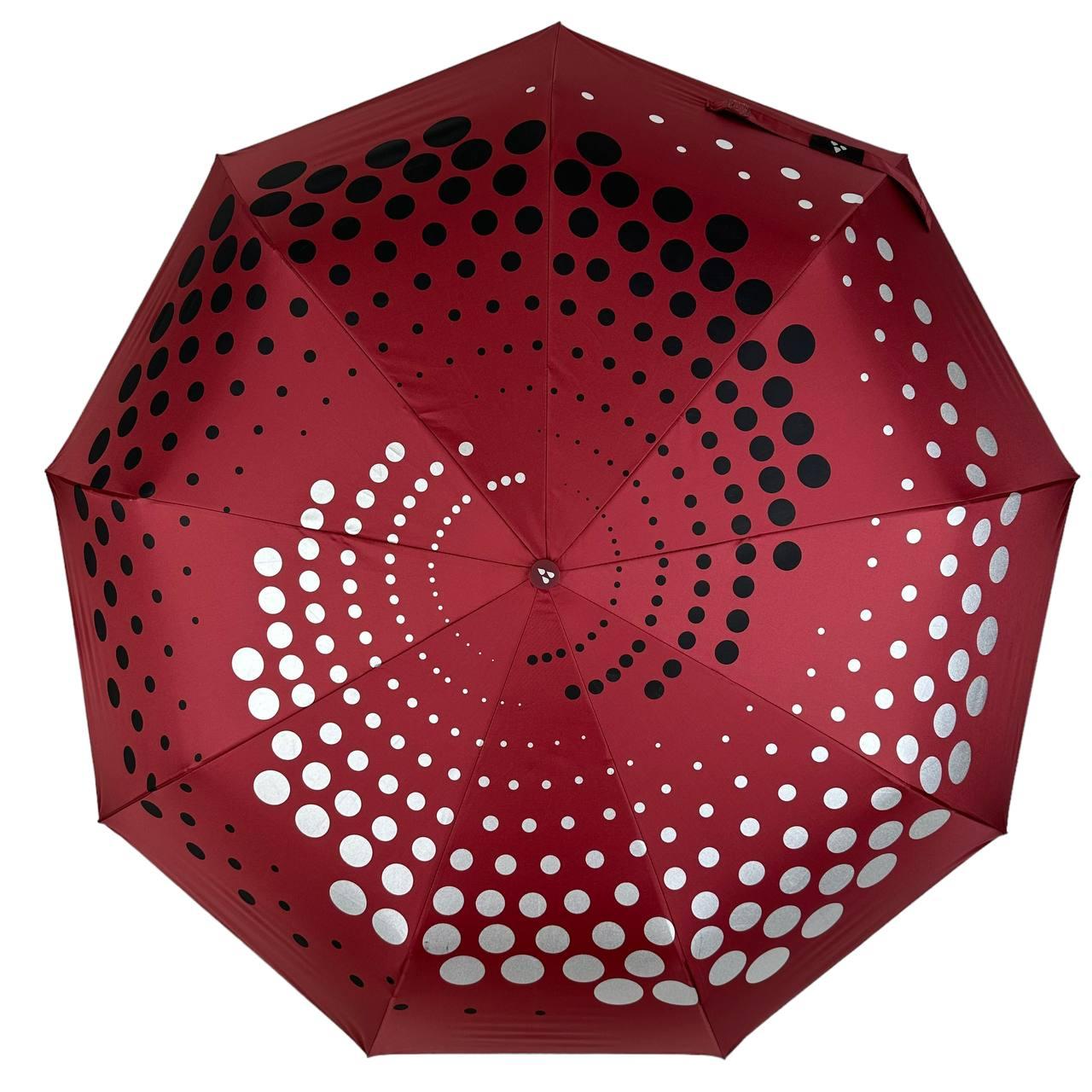 Жіноча складана парасолька напівавтомат Серебряный дождь 98 см бордова - фото 3