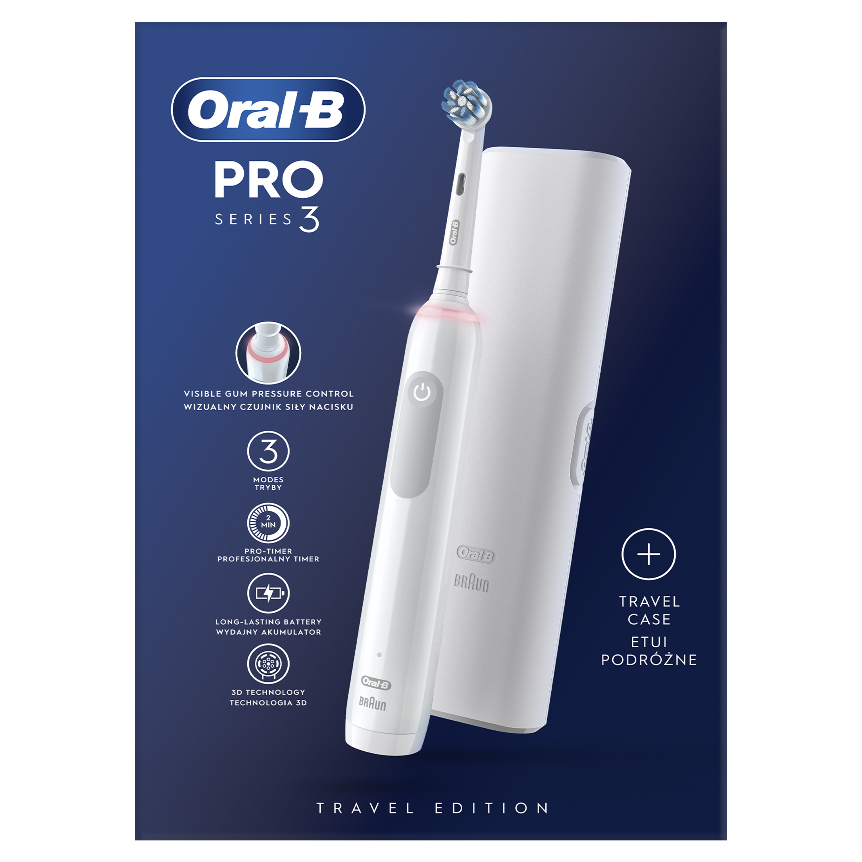 Електрична зубна щітка Oral-B Pro 3 3500 Sensitive Clean + футляр - фото 2