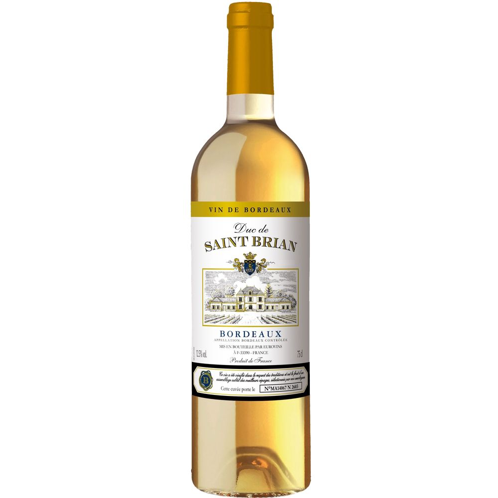 Вино Duc de Saint Brian Bordeaux Blanc, белое, полусладкое, 0,75 л - фото 1