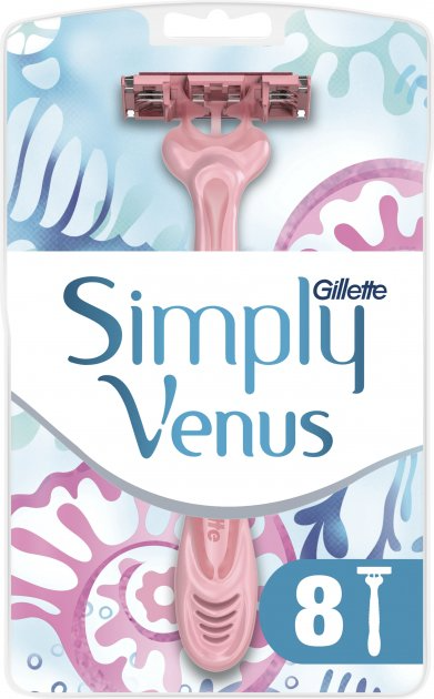 Бритвенный станок Gillette Simply Venus 3 с 8 cменными кассетами - фото 1