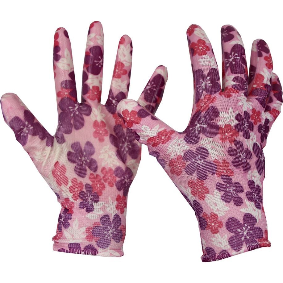 Перчатки для садовых работ Werk WE2147 с нитриловым покрытием розовые размер 8 - фото 1