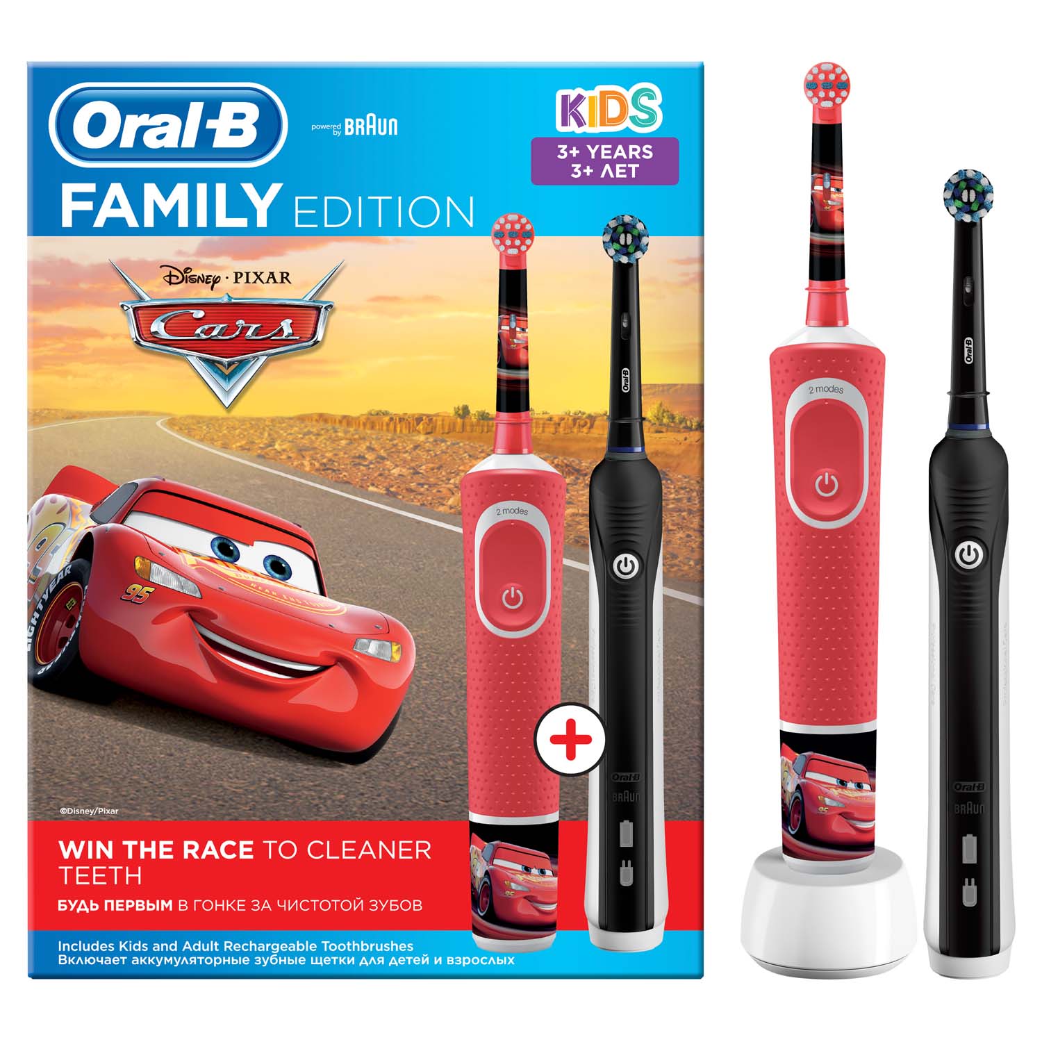 Набор электрических зубных щеток Oral-B Braun Pro 750 & Kids Cars Family Edition 2 шт. - фото 1
