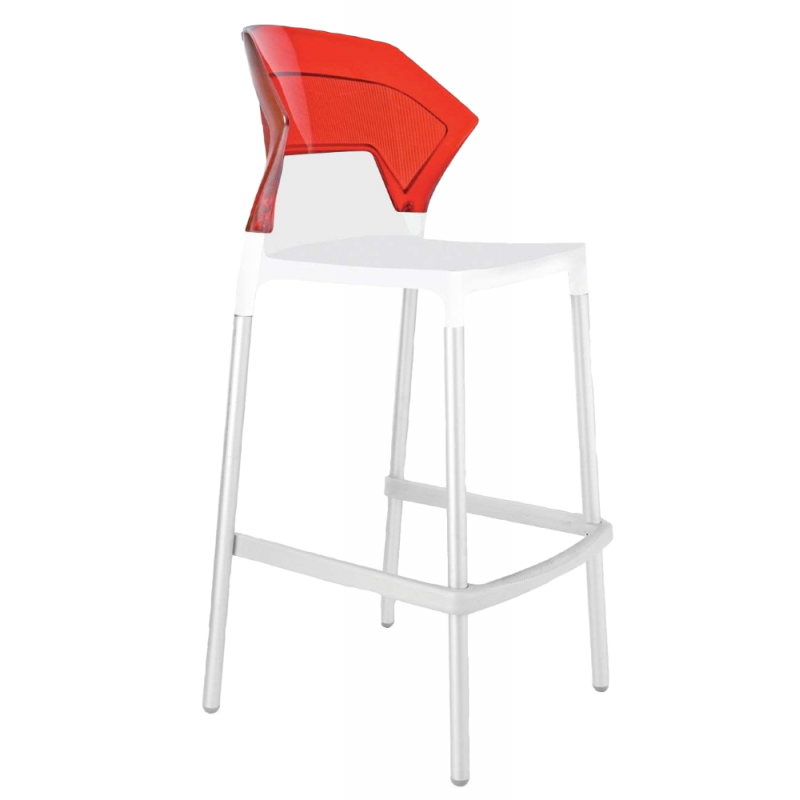 Барный стул Papatya Ego-S, белый с красным (430951) - фото 1