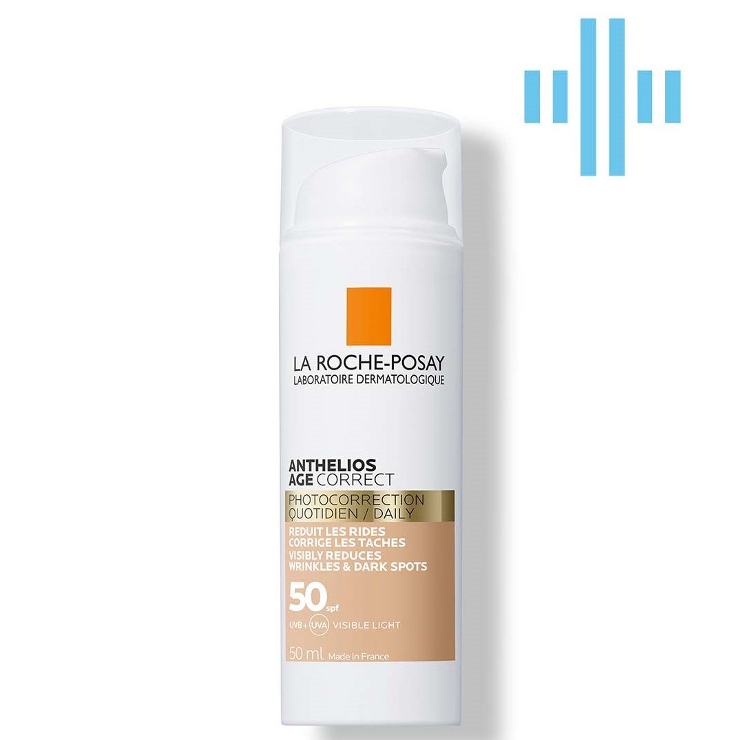 Антивозрастное солнцезащитное средство для чувствительной кожи лица La Roche-Posay Anthelios Age Correct Tinted против морщин и пигментации, с тонирующим эффектом, SPF 50, 50 мл (MB367600) - фото 1