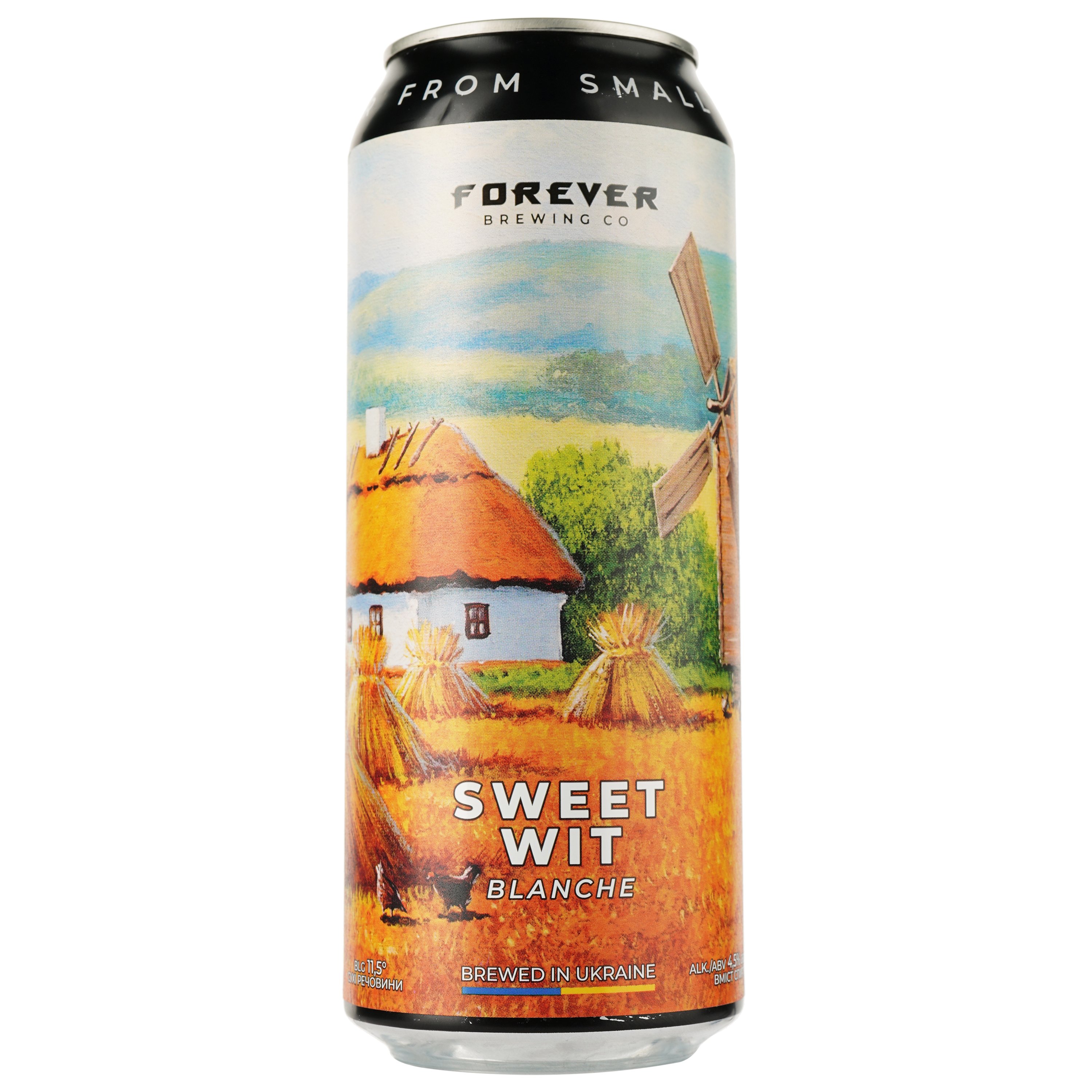Пиво Forever Sweet Wit, светлое, нефильтрованное, 4,5%, ж/б, 0,5 л - фото 1