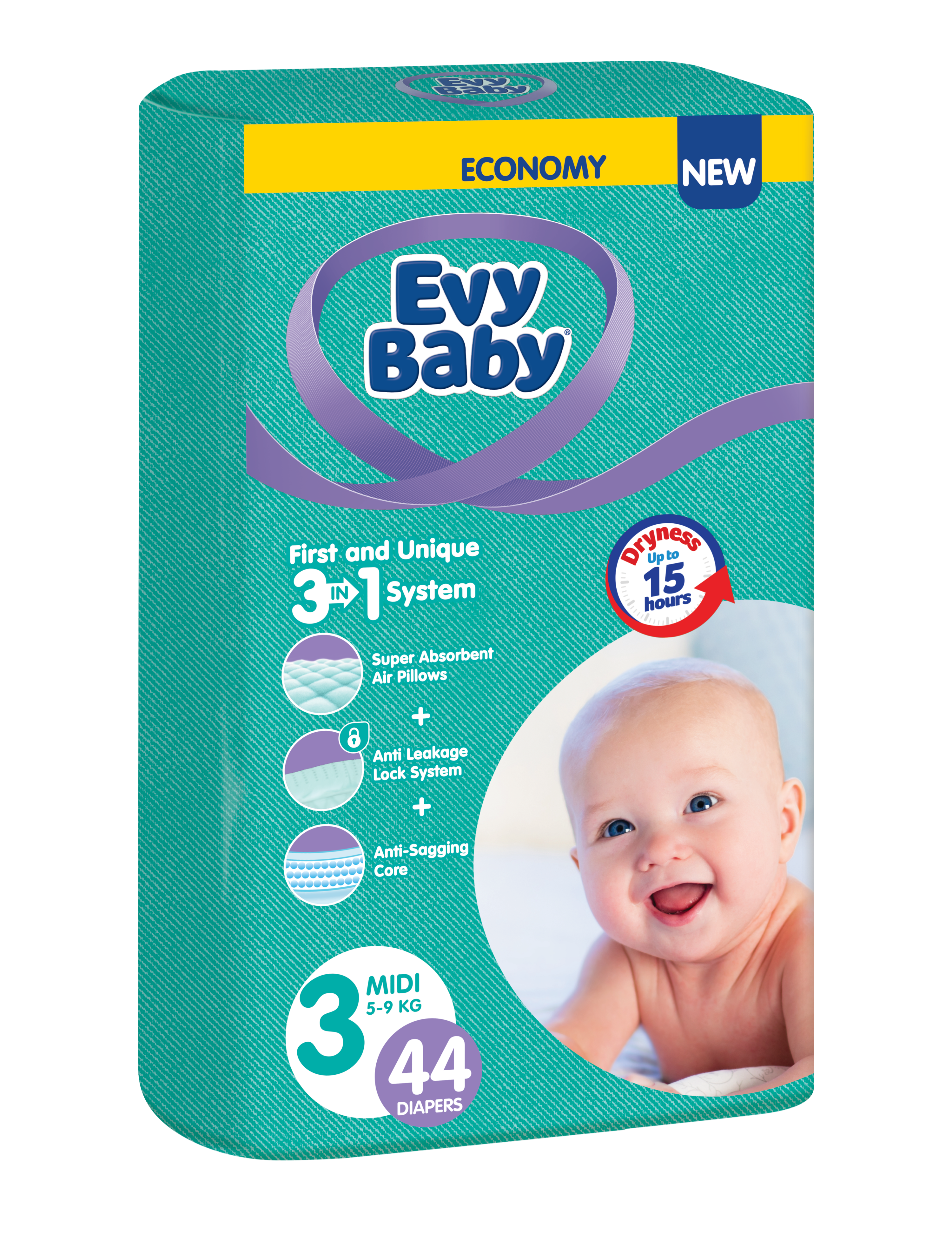 Подгузники Evy Baby 3 (5-9 кг), 44 шт. - фото 1
