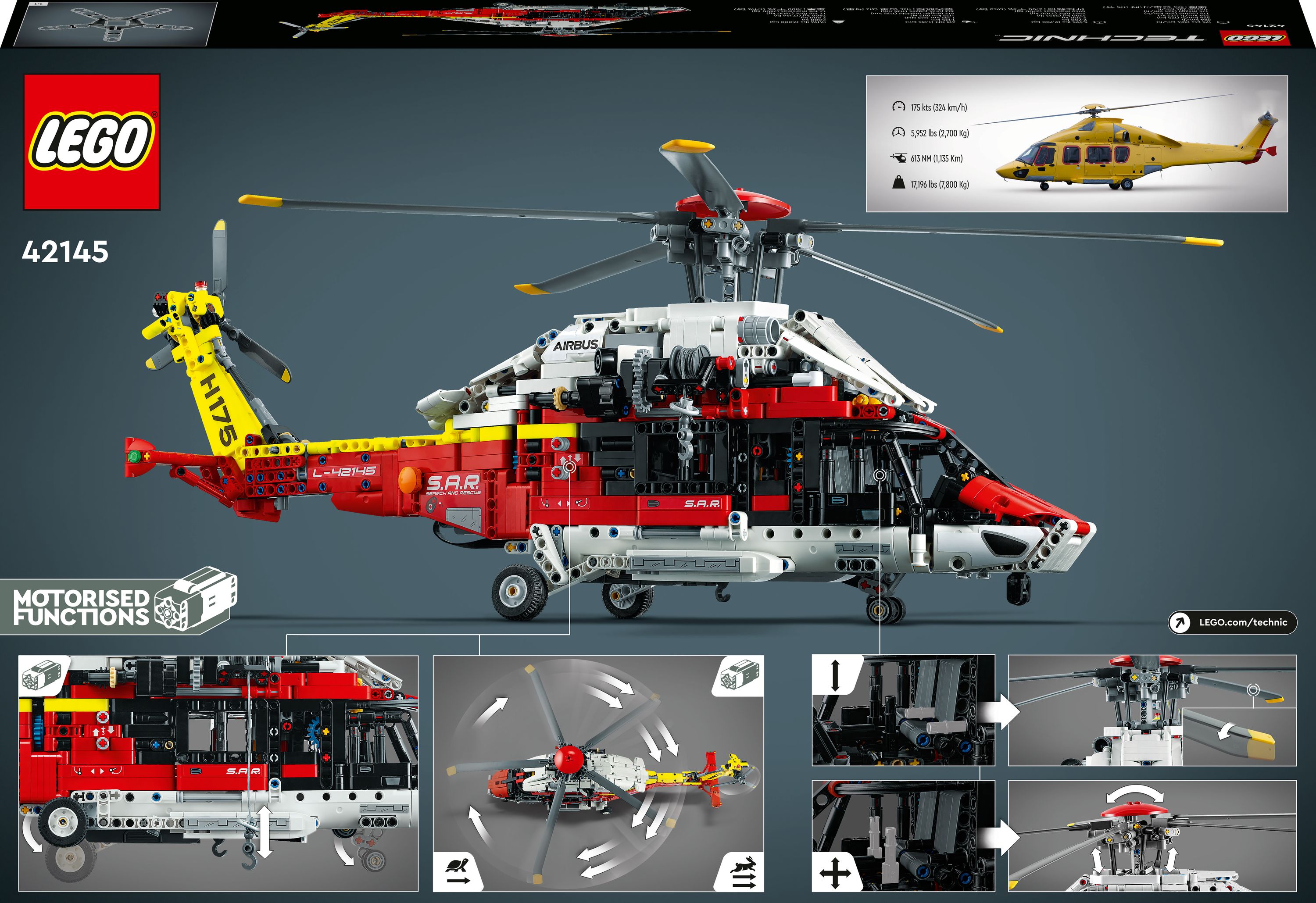 Конструктор LEGO Technic Рятувальний вертоліт Airbus H175, 2001 деталей (42145) - фото 9
