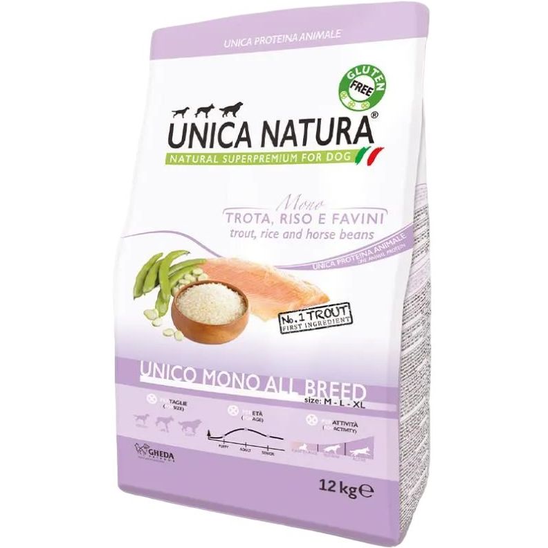 Сухий корм для собак Unica Natura Unico All breed Mono з форелью 12 кг - фото 1