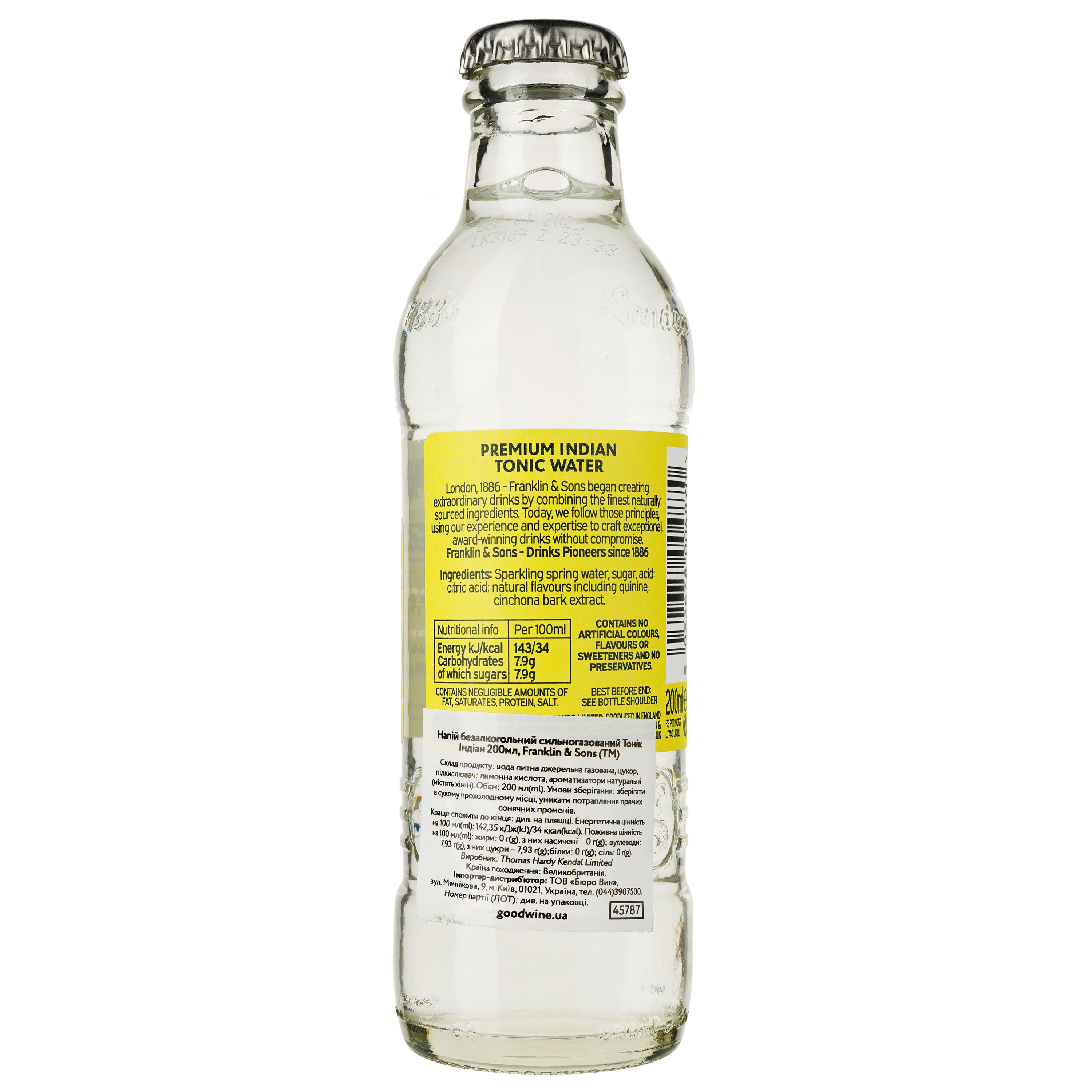 Напій Franklin & Sons Premium Indian Tonic Water безалкогольний 200 мл (45787) - фото 2