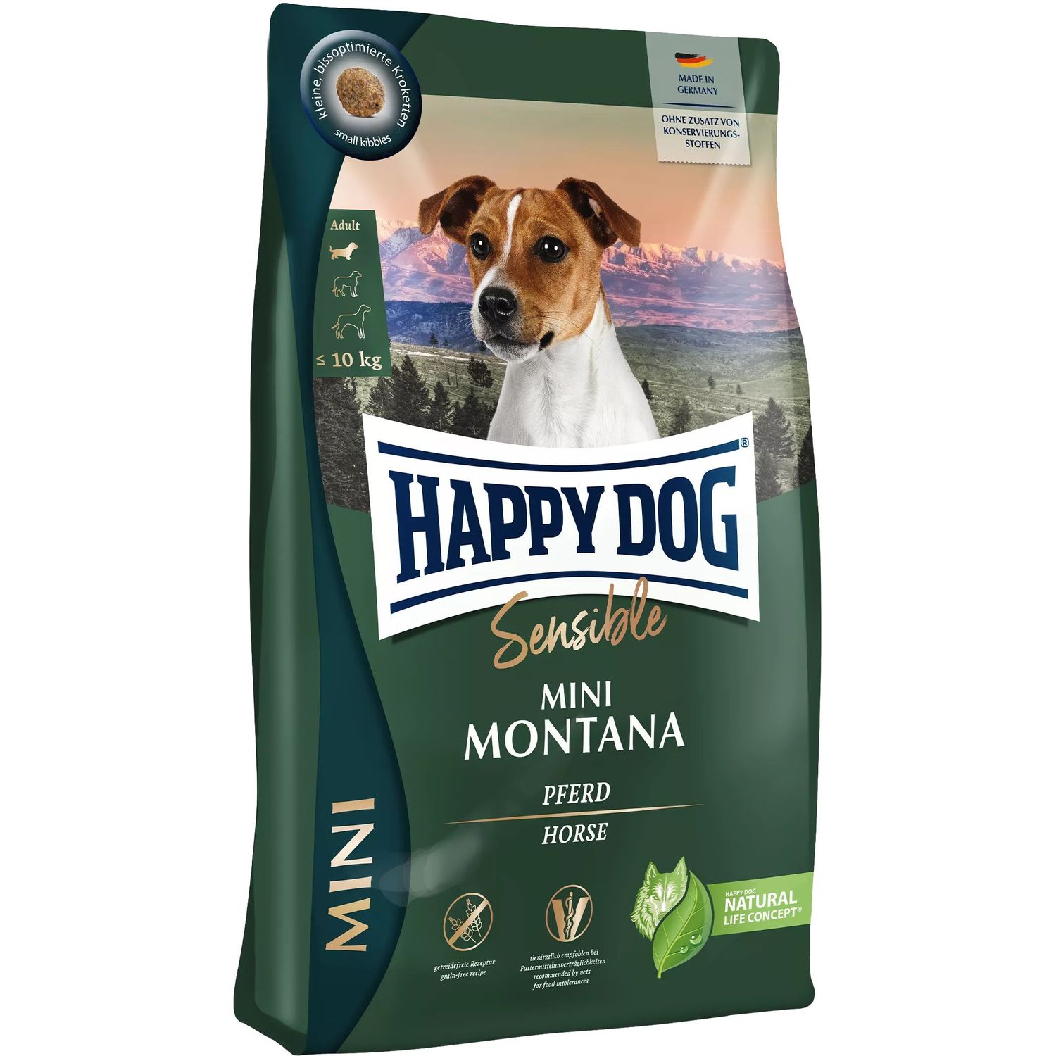 Сухой корм для собак мелких пород Happy Dog HD Sensible Mini Montana с кониной, 4 кг - фото 1