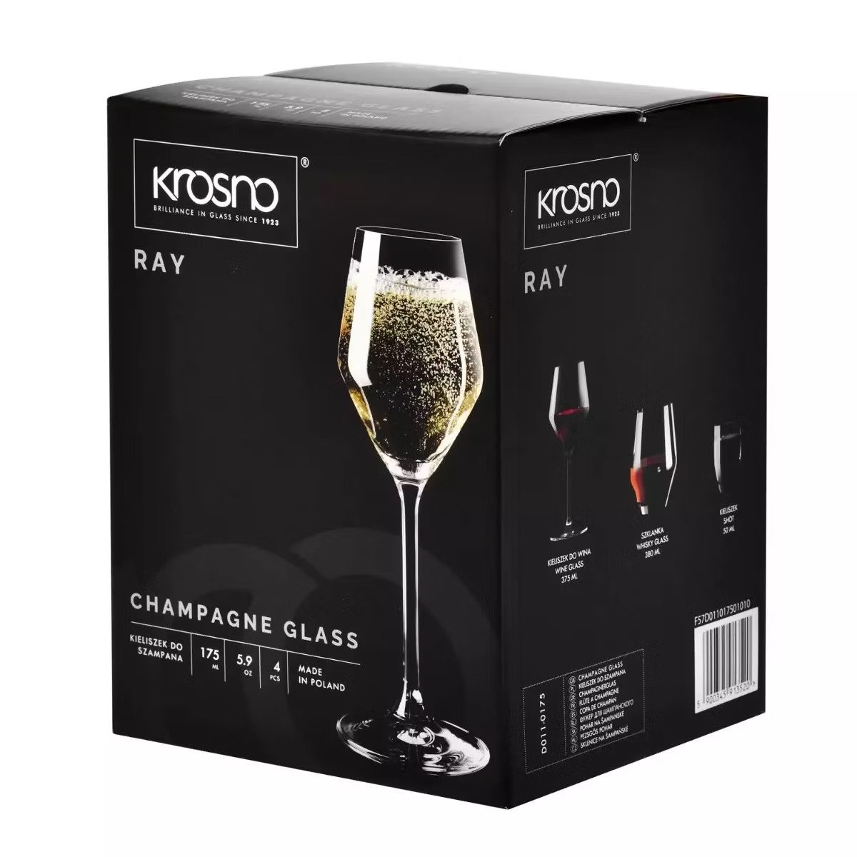 Набор бокалов для шампанского Krosno Rey, стекло, 175 мл, 4 шт. (913520) - фото 3