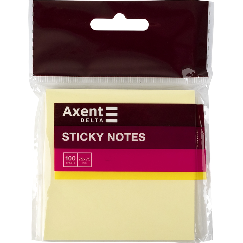 Блок паперу з клейким шаром Axent Delta 75x75 мм 100 аркушів, жовтий (D3314-01) - фото 2