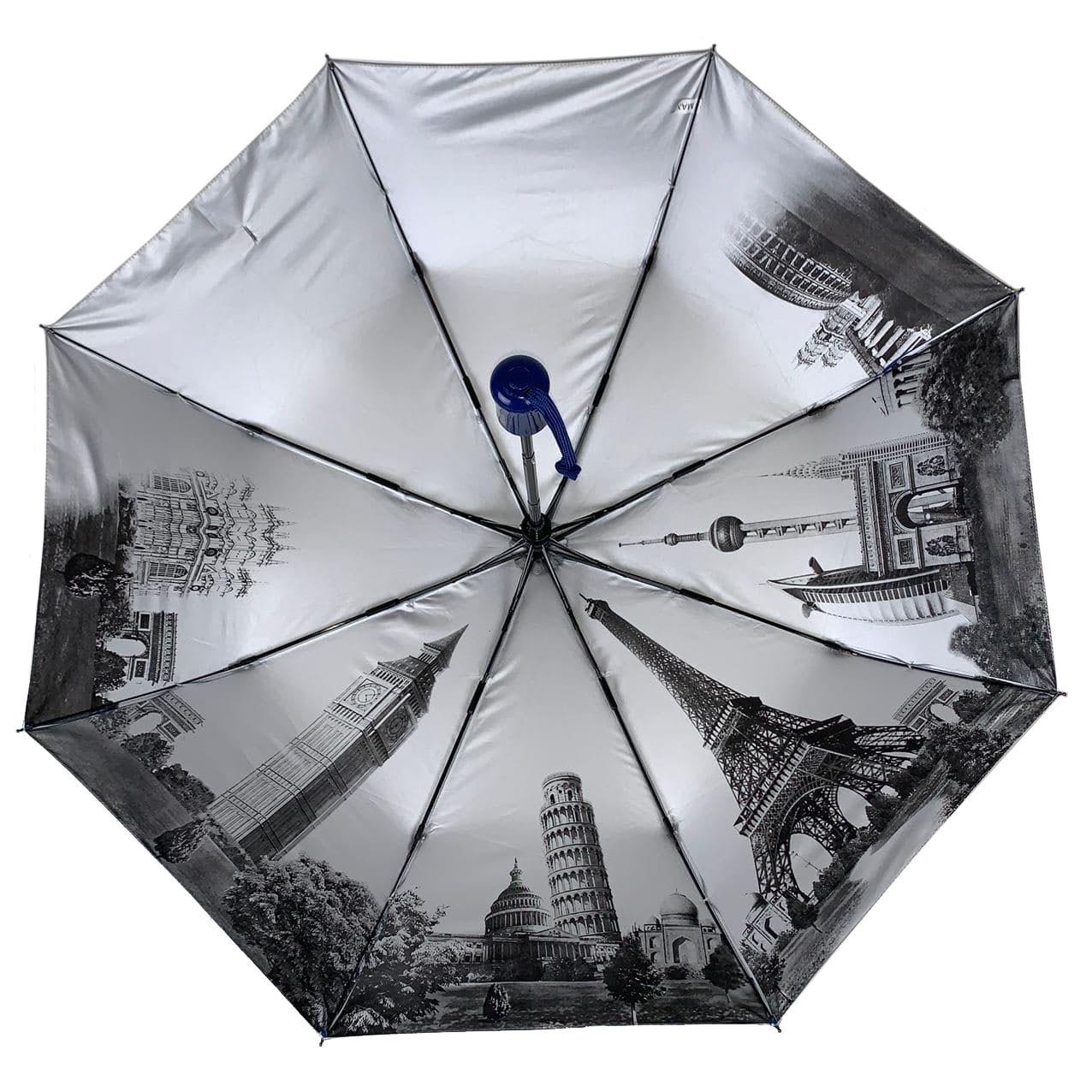 Женский складной зонтик полуавтомат Toprain 100 см синий - фото 4