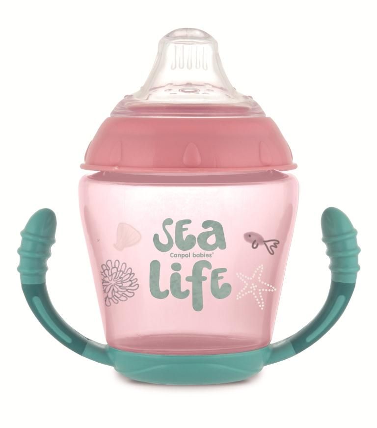 Кружка-непроливайка Canpol babies Sea Life, з силіконовим носиком, 230 мл, рожевий (56/501_pin) - фото 1