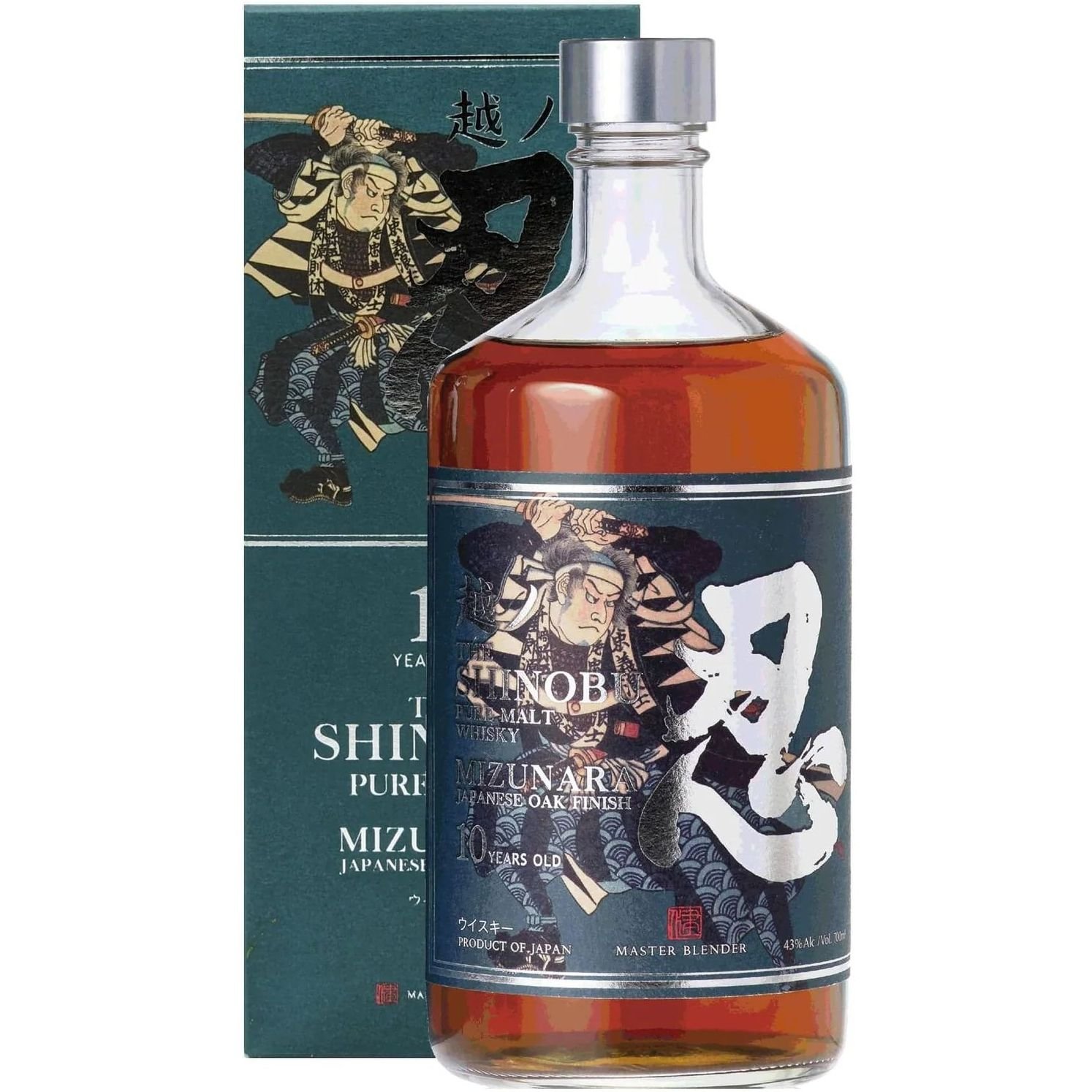 Віскі Shinobu 10 yo Blended Malt Japanese Whisky 43% 0.7 л у подарунковій упаковці - фото 1