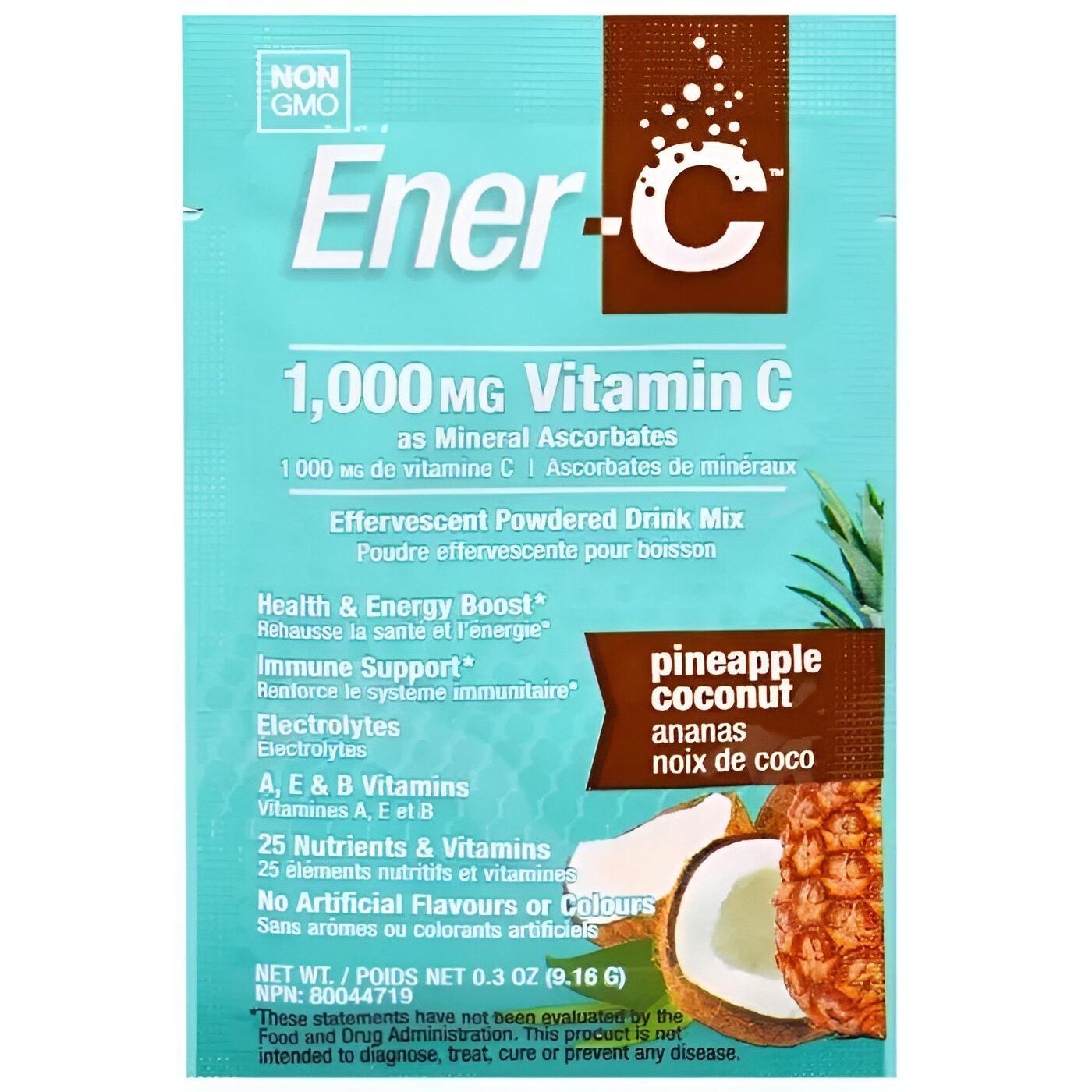 Вітамінний напій Ener-C Vitamin C для підвищення імунітету ананаса та кокосу 30 пакетиків - фото 1