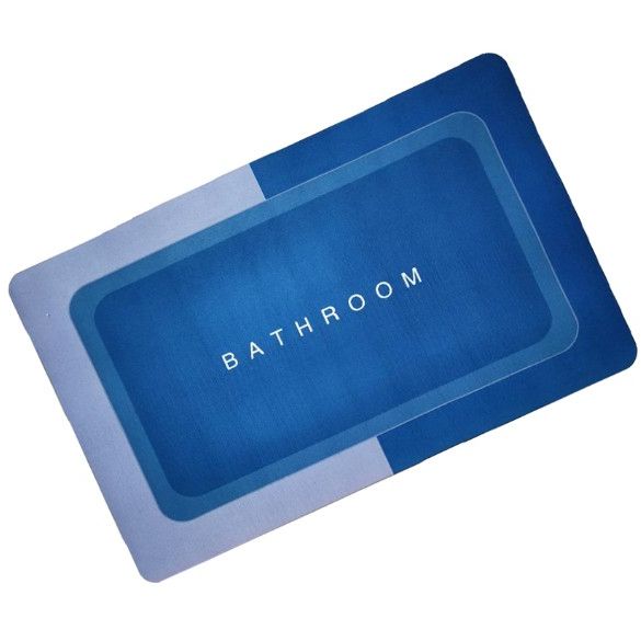 Коврик суперпоглащающий в ванную Stenson 60x40 см прямоугольный серо-темно-синий (26268) - фото 2