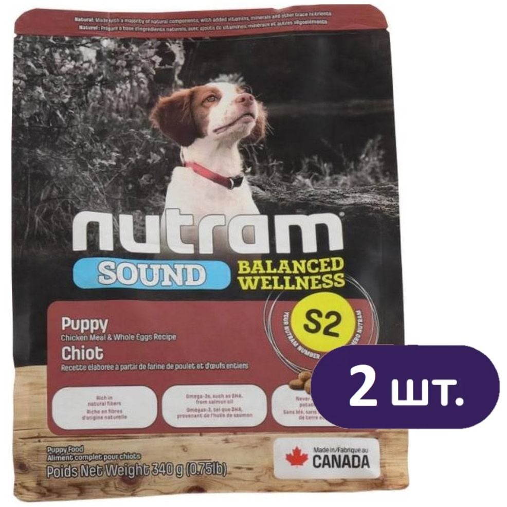 Акция!! 2 по цене 1: Сухой корм для щенков Nutram - S2 Sound Balanced Wellness Puppy 680 г (2 шт. х 340 г) - фото 1