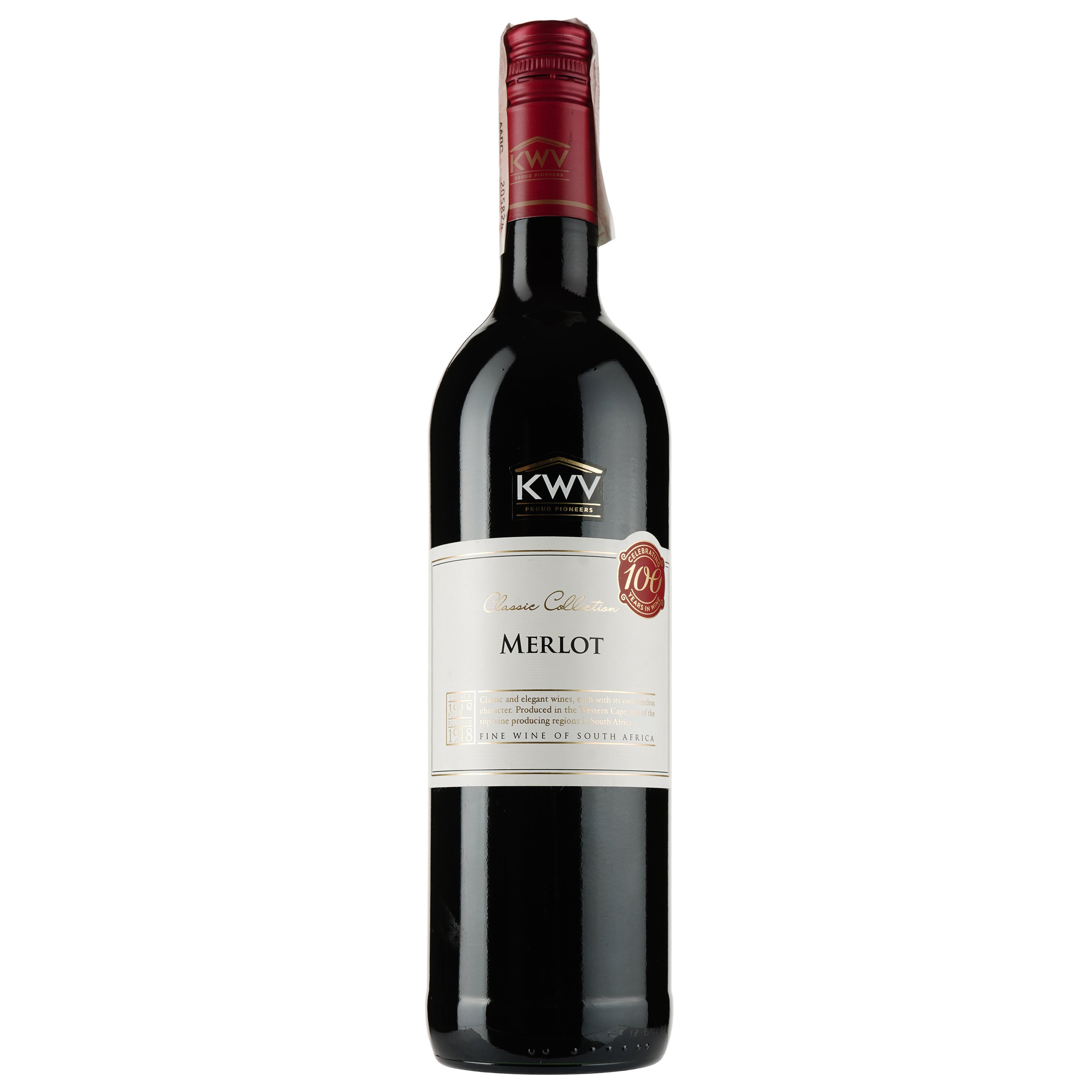 Вино KWV Classic Collection Merlot, красное, сухое, 11-14,5%, 0,75 л - фото 1