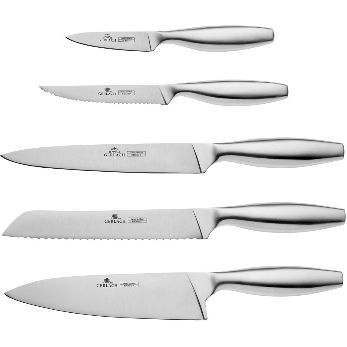 Набір з 5 кухонних ножів та підставки Gerlach Сріблястий 000267174 - фото 1