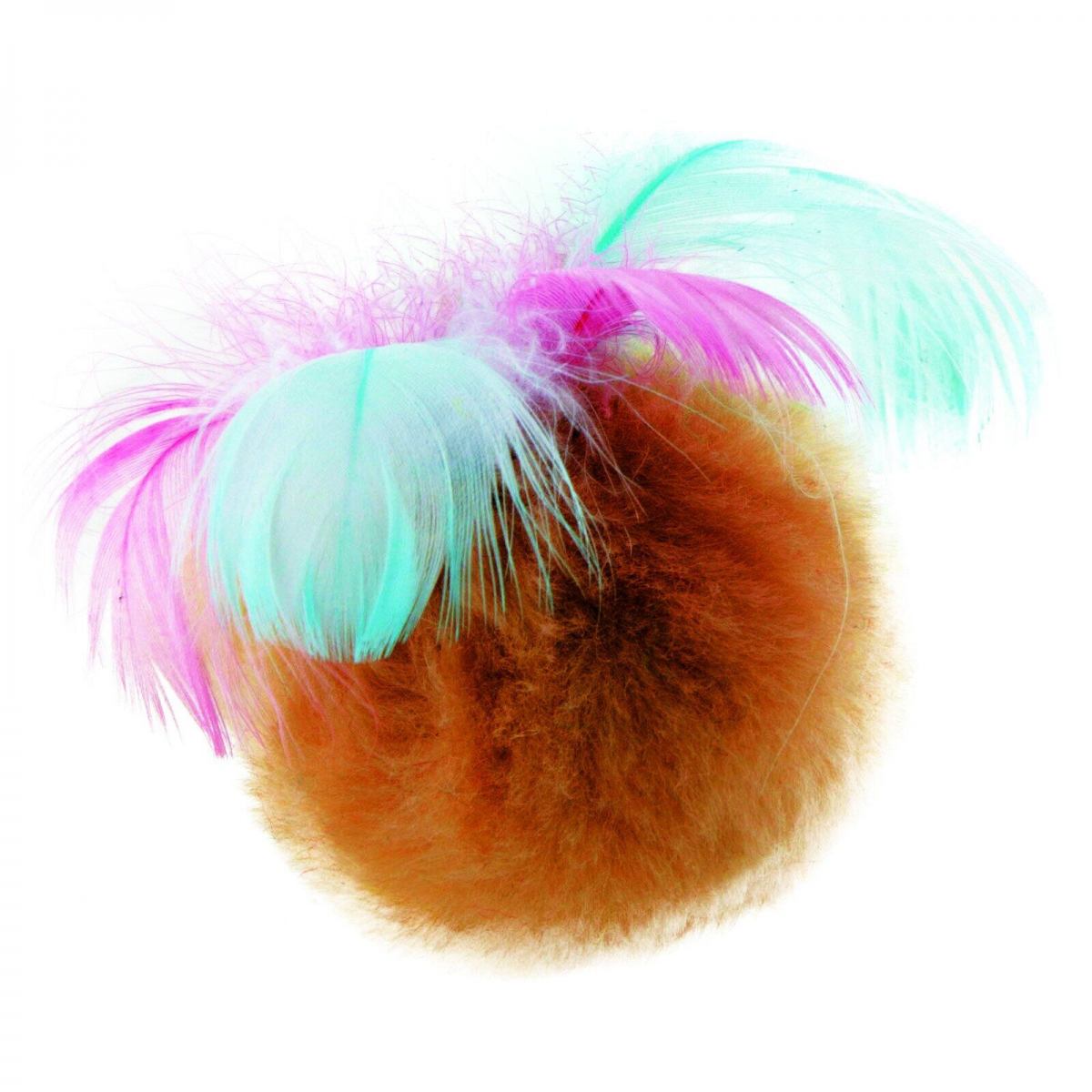 Игрушка для кошек Природа Мяч с перьями на резинке, 5 см - фото 1