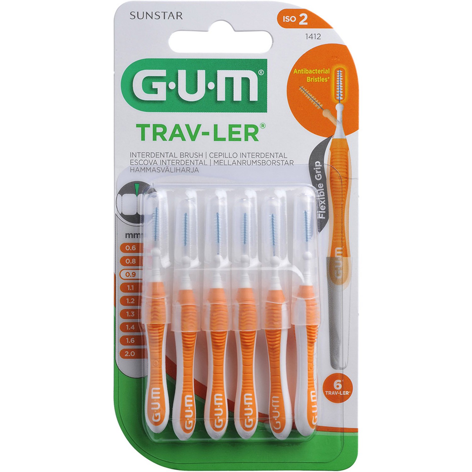 Щітка для міжзубних проміжків GUM TravLer 0.9 мм 6 шт. - фото 1