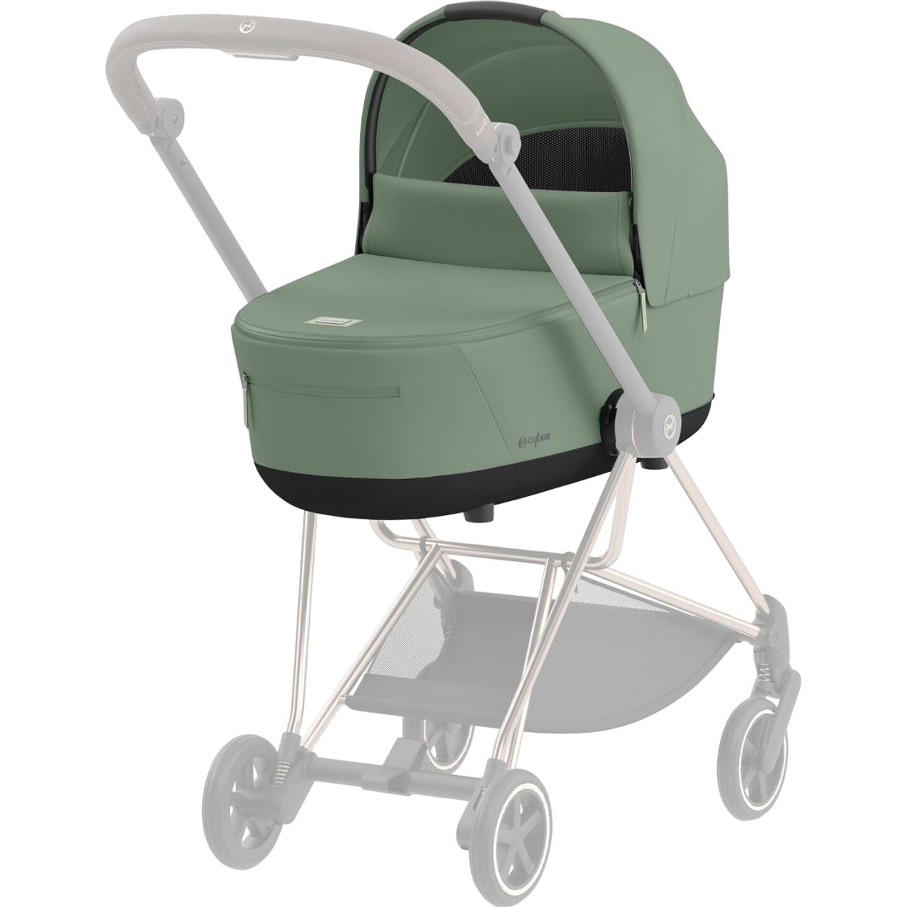 Люлька Cybex Mios Lux Leaf Green + Текстиль для прогулочного блока Cybex Mios Leaf Green + Шасси для коляски Cybex Mios LS RBA Chrome Brown - фото 7