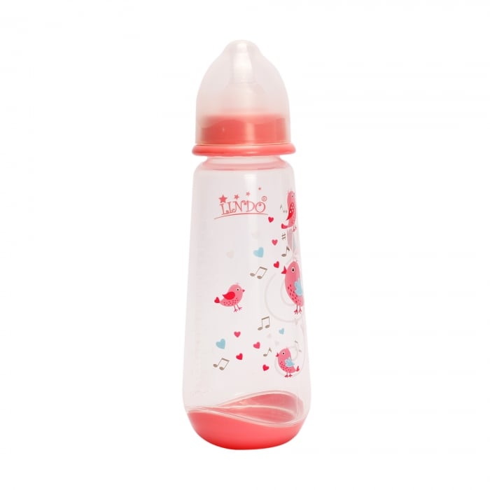 Пляшечка для годування Lindo, з силіконовою соскою, 250 мл, рожевий (LI 112 роз) - фото 1