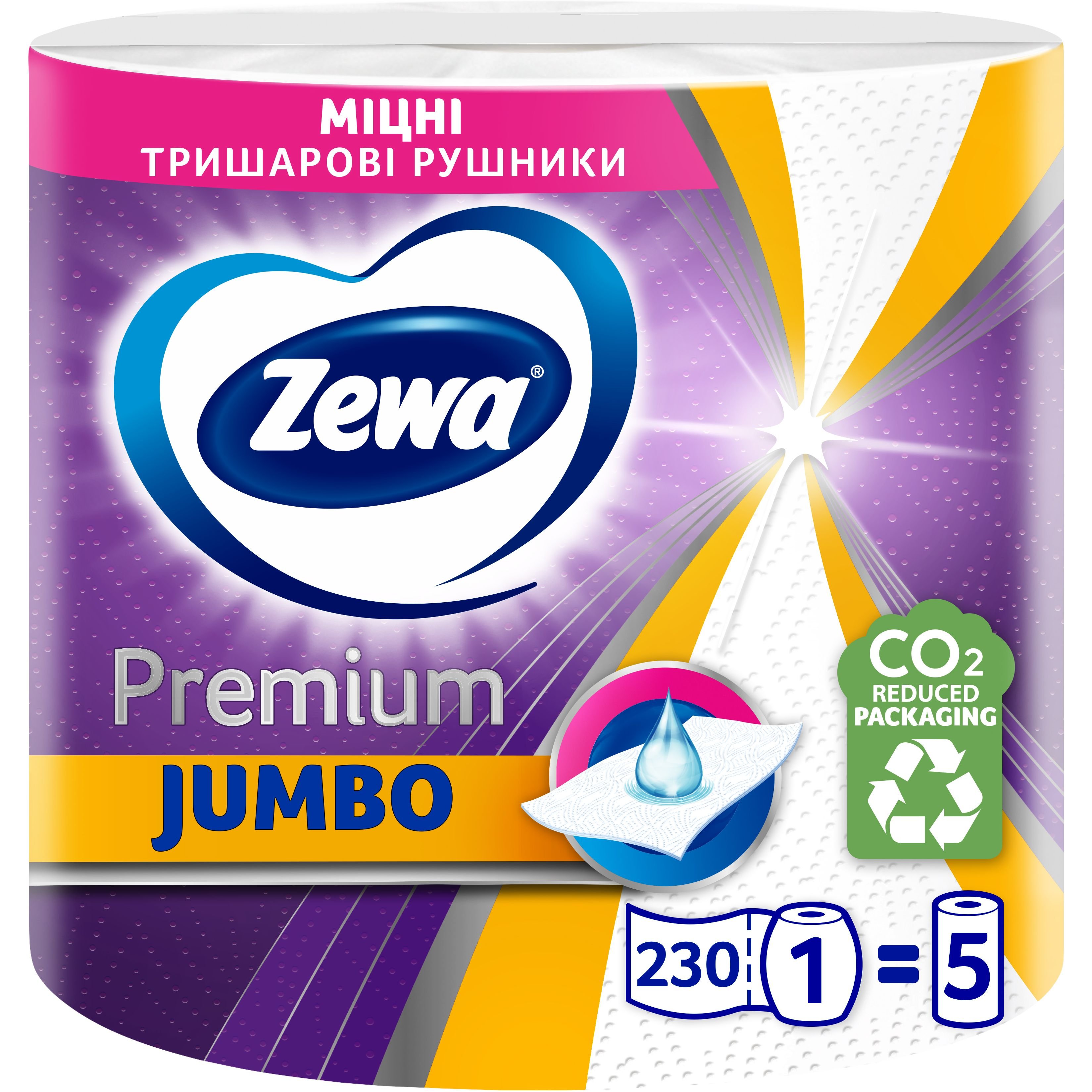 Паперові рушники Zewa Premium Jumbo тришарові 1 рулон - фото 1