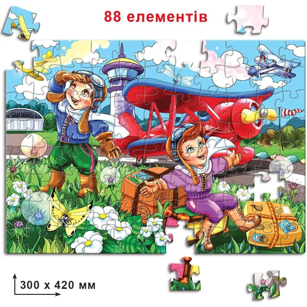 Пазл Київська фабрика іграшок Літак Біплан 88 елементів - фото 3