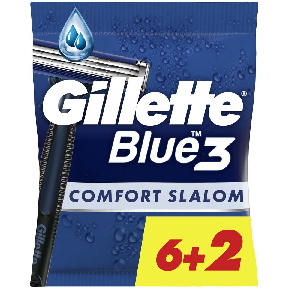 Одноразовые станки для бритья Gillette Blue 3 Comfort Slalom, 8 шт. - фото 1