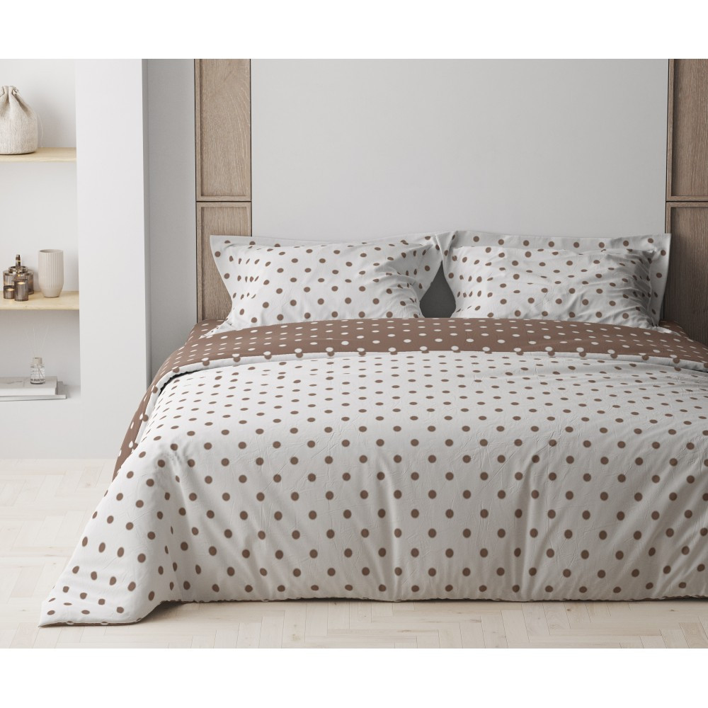 Комплект постельного белья ТЕП Happy Sleep Cappuccino Dots полуторный коричневый с белым (2-03794_25127) - фото 1