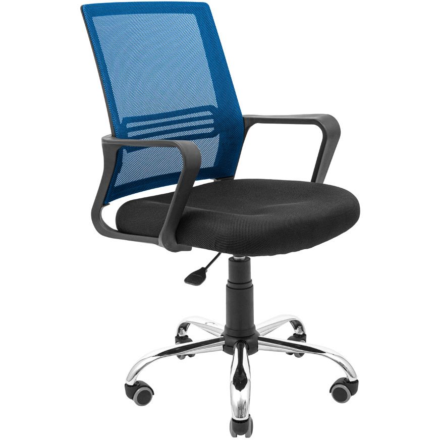 Кресло компьютерное Richman Джина Хром Пиастра сетка черный + синий (RCM-1039) - фото 1