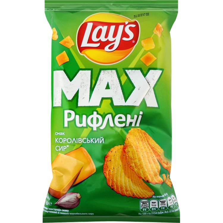 Чипсы Lay's Max рифленые со вкусом королевский сыр 120 г (948607) - фото 1