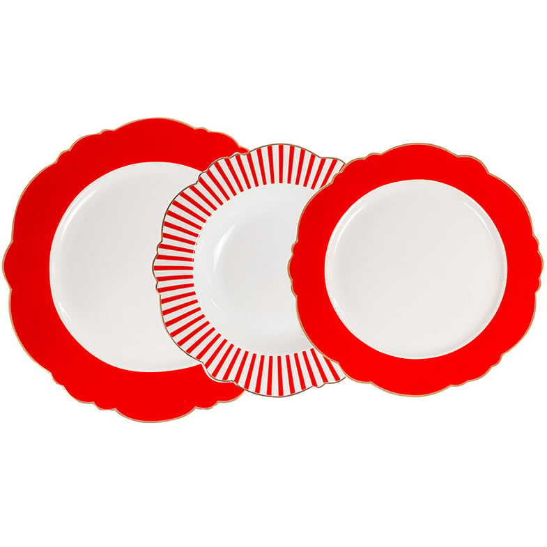 Набор тарелок Lefard, белый с красным (922-023) - фото 1